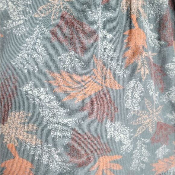 VINTAGE 90s dress corduroy green leaf print button up maxi M - Picture 6 of 11